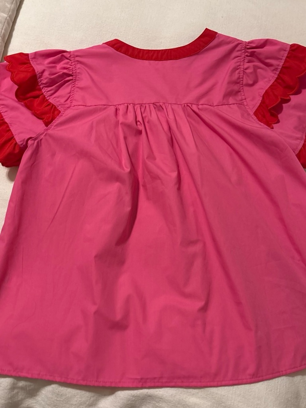 Entro Pink and Red Ruffle-Trim Top - Picture 5 of 5